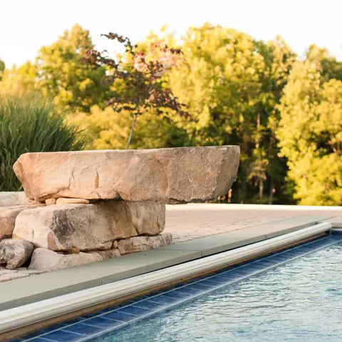 Gunite pool with jumping rock
