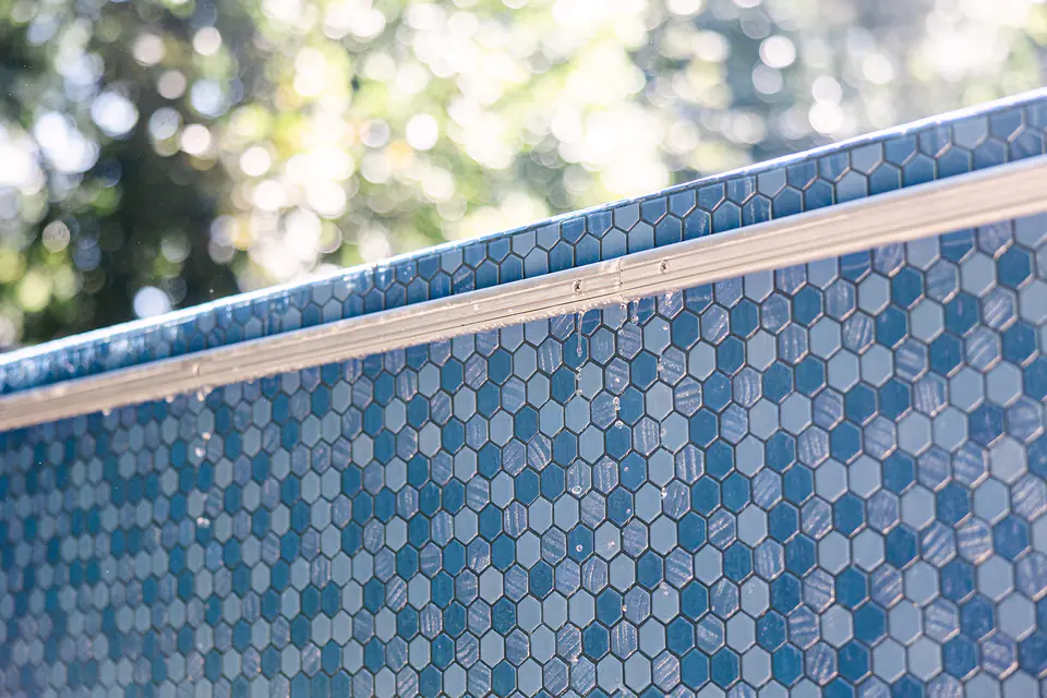 Primera Stone in Sapphire Treasure interior pool finish with automatic cover installed