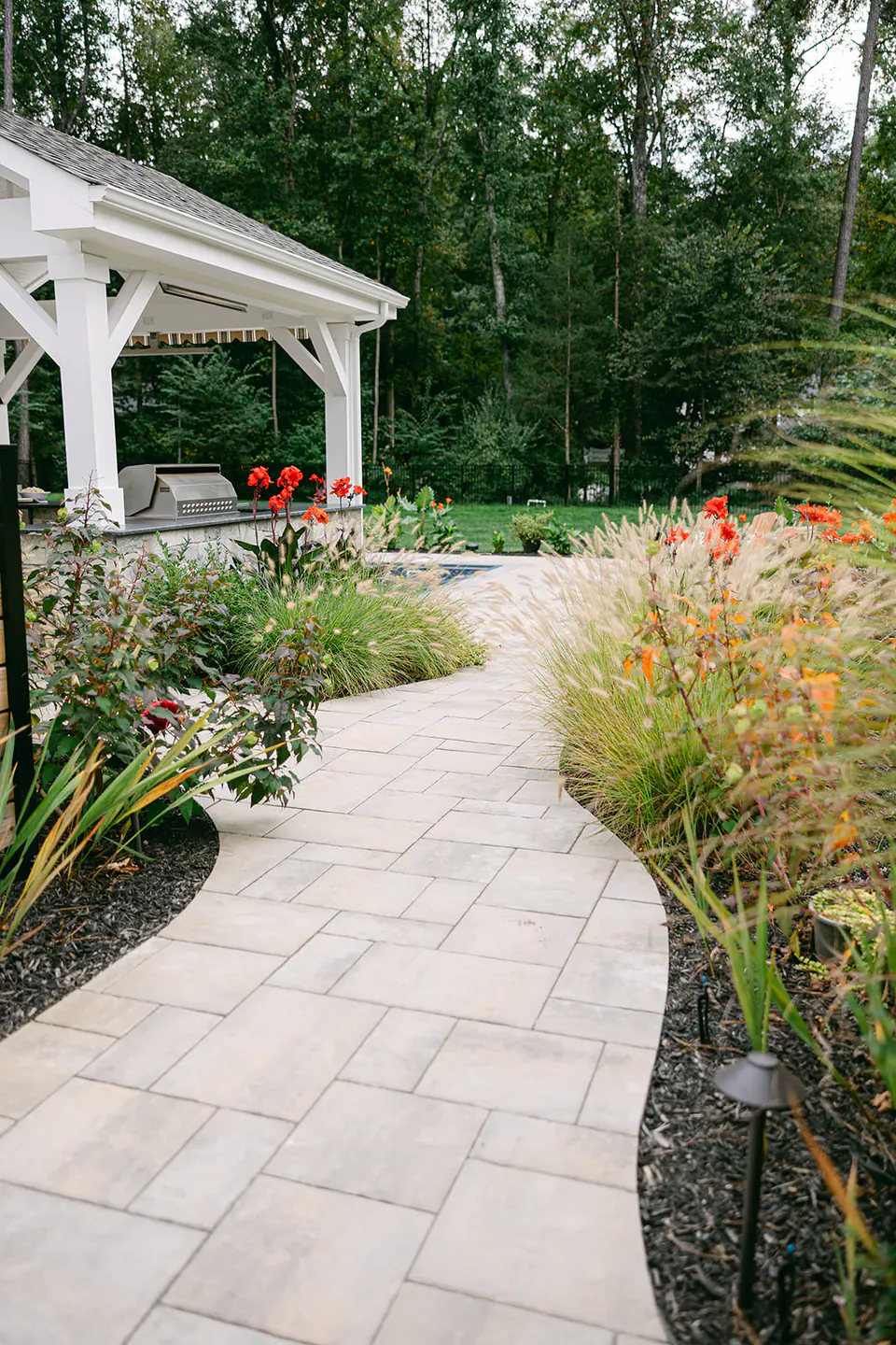 stone walkway with landscaping