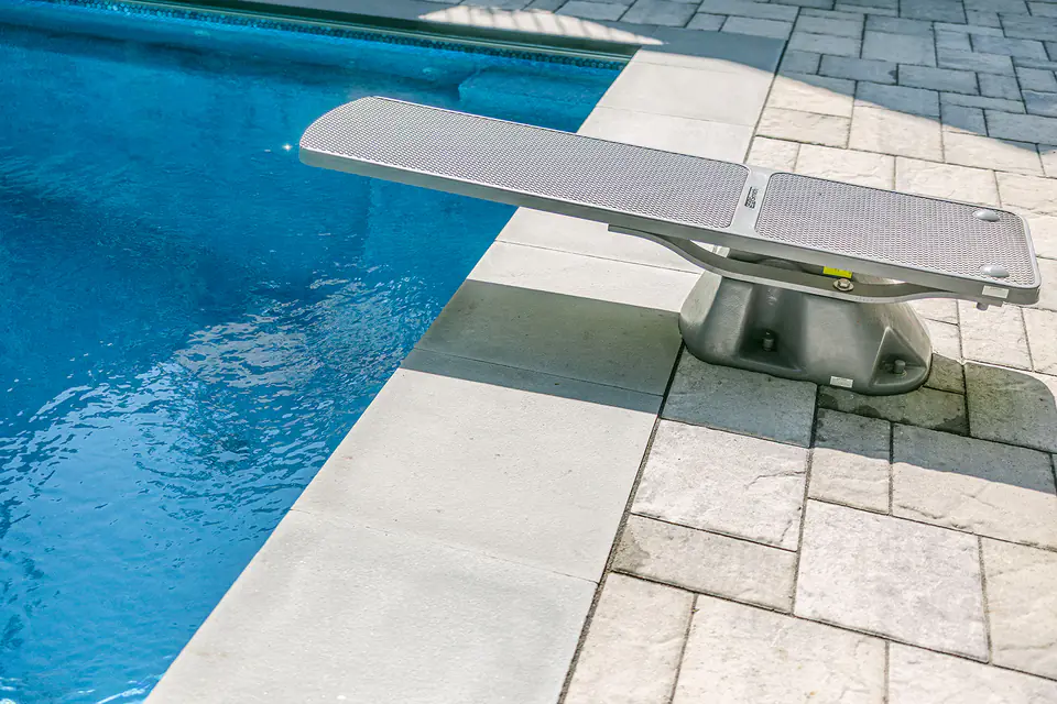 natural stone decking and pool