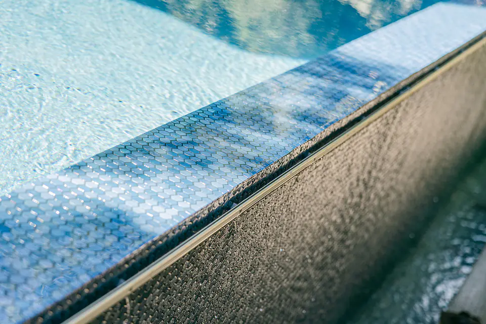 infinity pool edge with custom finish