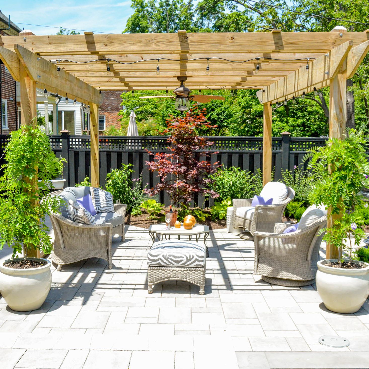 Pergola-Covered Lounge Area